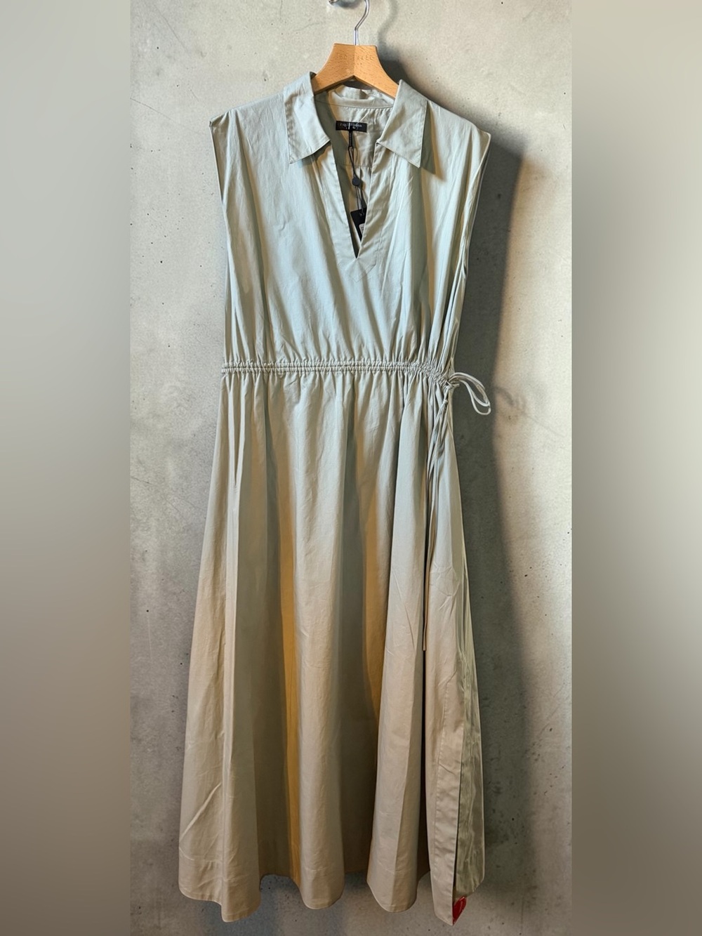 NWT Rag & Bone Joan Poplin Maxi Dress Sage Green Cutout Cotton Size Large